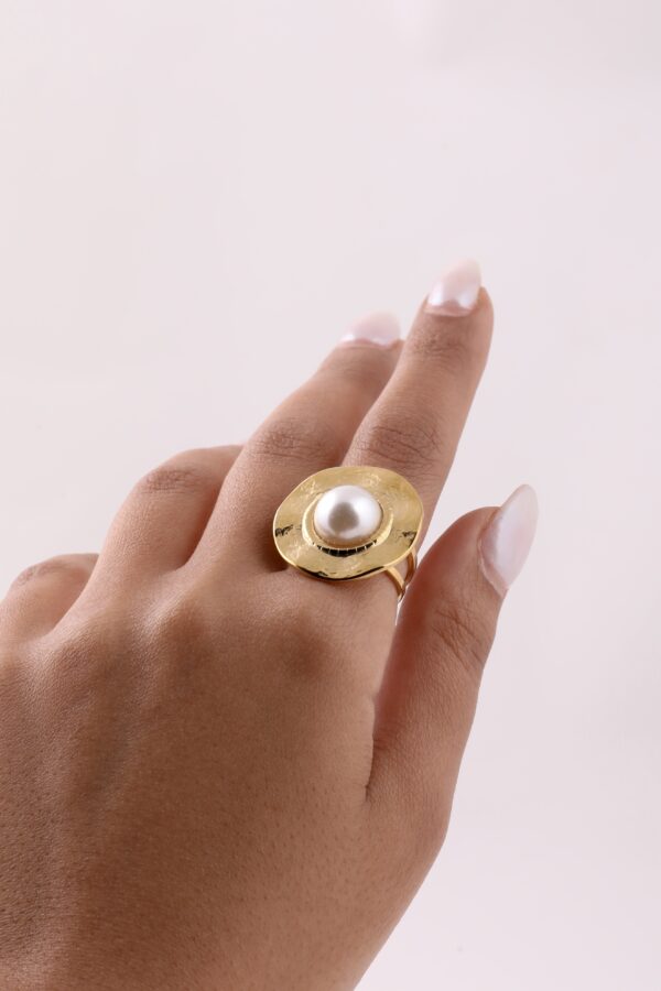 Golden Pearl Statement Ring